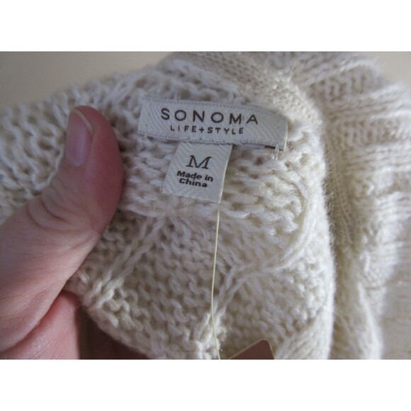 NWT Sonoma Cardigan 290 Bamboo Clar Sz Medium Ivory Toggle Clasp - Picture 5 of 5